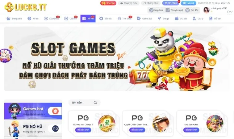 Nổ Hũ 1 Sảnh nổ hũ Luck8 thiết kế giao diện đẹp, chuyên nghiệp