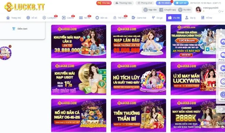 Khuyến Mãi 1 Các chương trình khuyến mãi Luck8 hấp dẫn tặng người chơi