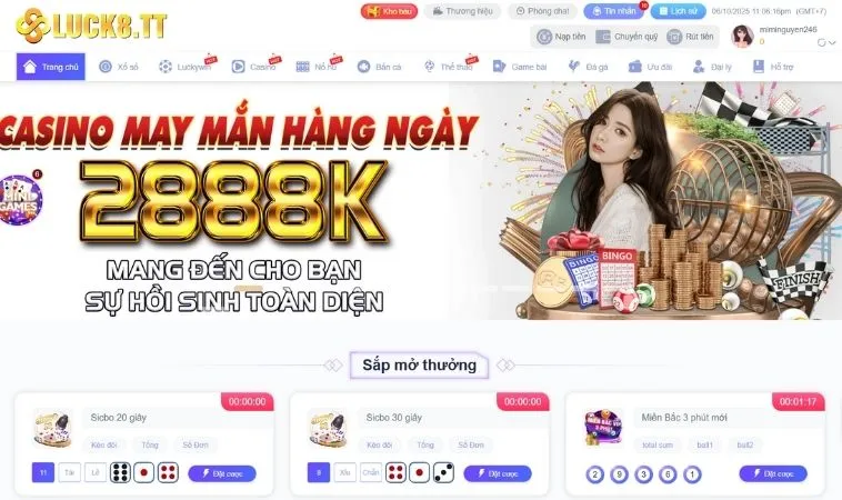 Giao diện trang chủ nhà cái Luck8