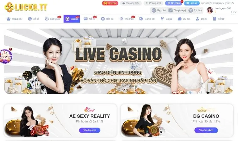 Casino Online 1 Sảnh Casino Online Luck8 sở hữu dàn dealer chia bài xinh đẹp
